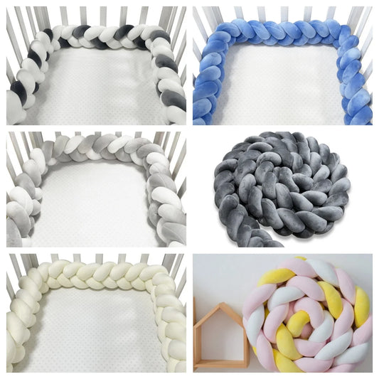 200CM Three-strand Bed Fence Anti-collision Rail Hand-woven Newborn Crib Safety Cushion