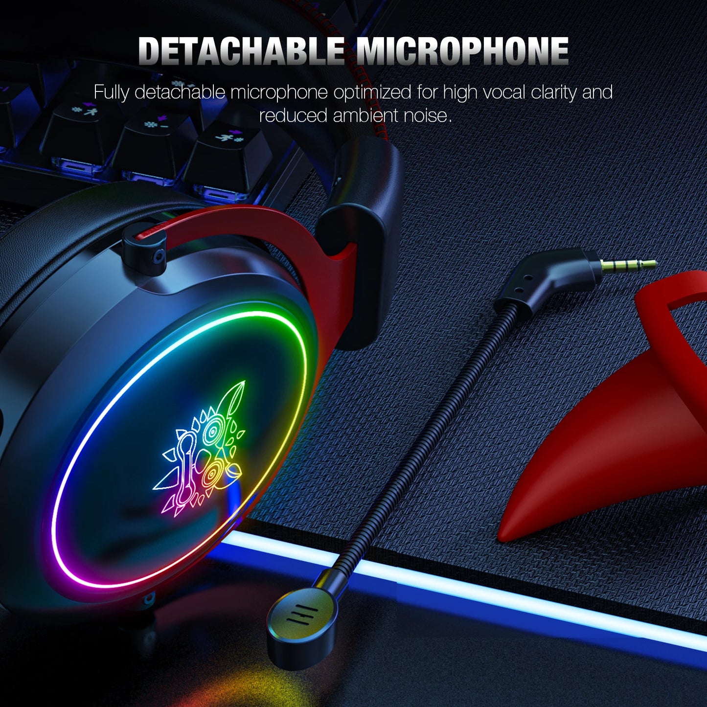 onikuma 2025 NEW Gaming Cute Headset, Wired Over-Ear Headphones with Noise Cancelling Microphone, Surround Sound, LED Backlight