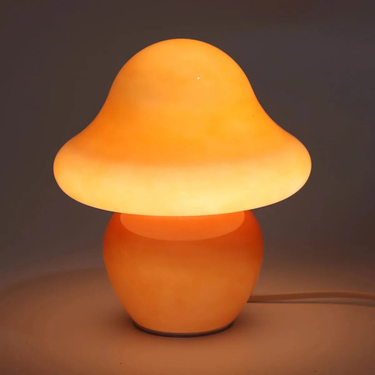 Mushroom Lamp Orange Glass for Bedrooms, Living Room, Aesthetic Cute Bedside Night Light