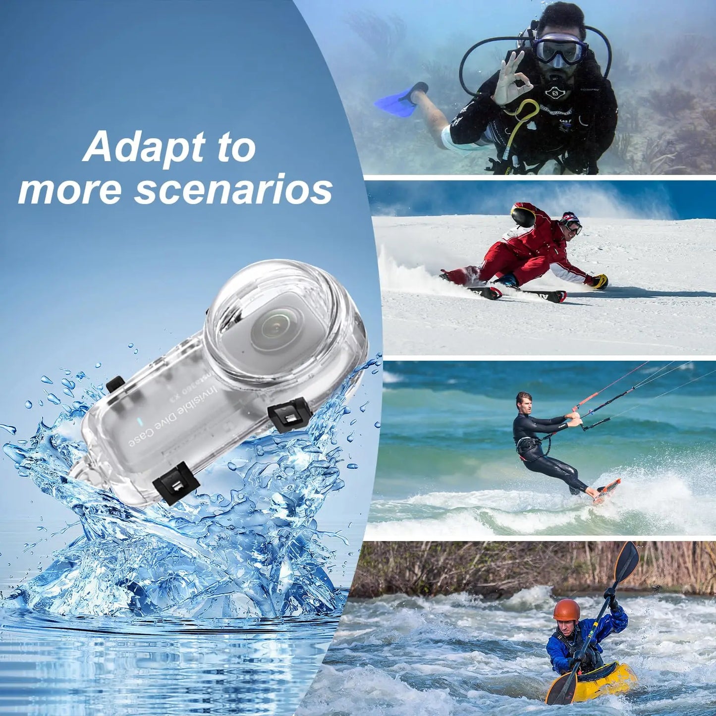 Dive Case for Insta360 X4 Waterproof Housing Cover for Insta360 X4 Invisible Diving Case Underwater 50M Dive Shell Accessories