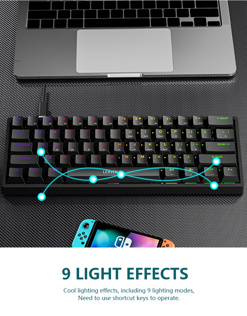 K620 Mini Backlit RGB Gaming Mechanical Keyboard Gamer Mechanic Kit 60 Percent DIY Custom PBT Keycap Hotswap Pink White USB PC