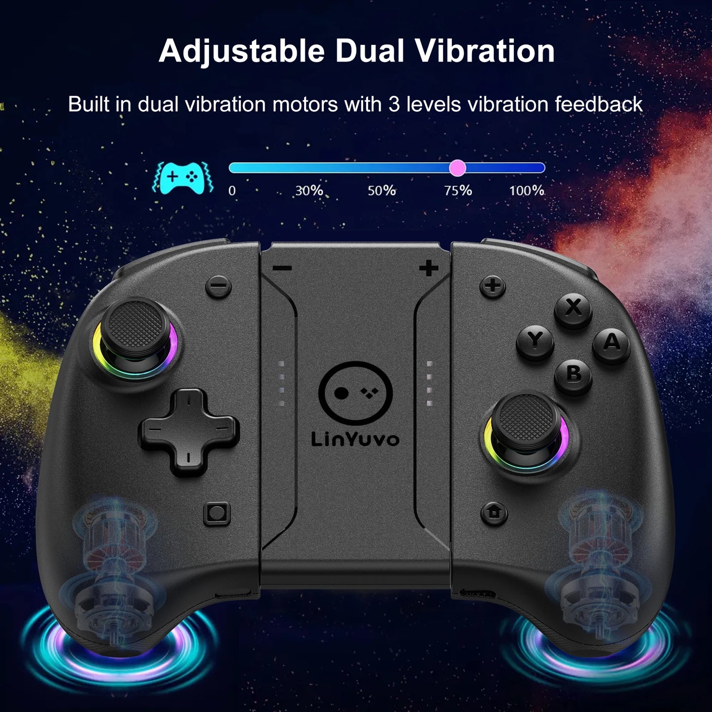 LinYuvo KS37 Meteor Light Wireless Joy-pad for Switch/Switch OLED, with Programmable, 6-Axis Gyro, Turbo & Vibration