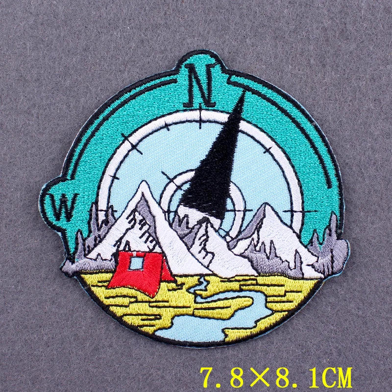 Hiking Adventure Patches For Clothing Stickers DIY Hook Loop Badges Camping Embroidery Patch Iron On Patches On Clothes Stripes