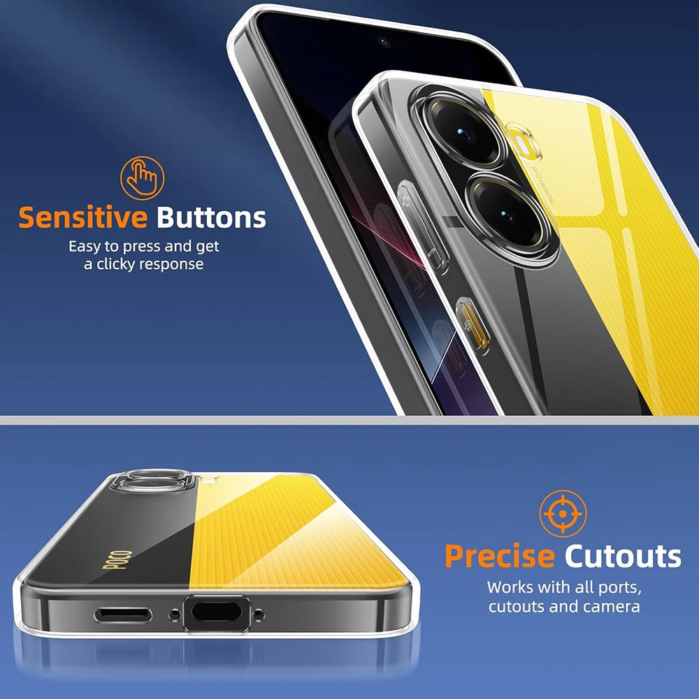 Transparent Silicone Case For Xiaomi Poco X7 X6 X5 X4 X3 X2 M7 M6 M5 M4 M3 Pro GT F6 F5 F3 F1 4G 5G Cover Clear Shockproof Shell