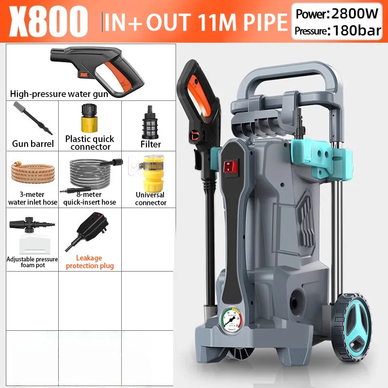 80Bar High Pressure Washer, 2800W Portable Car Power Washer w/Brushless Motor - For Garden, Home, Auto Detailing Cleani