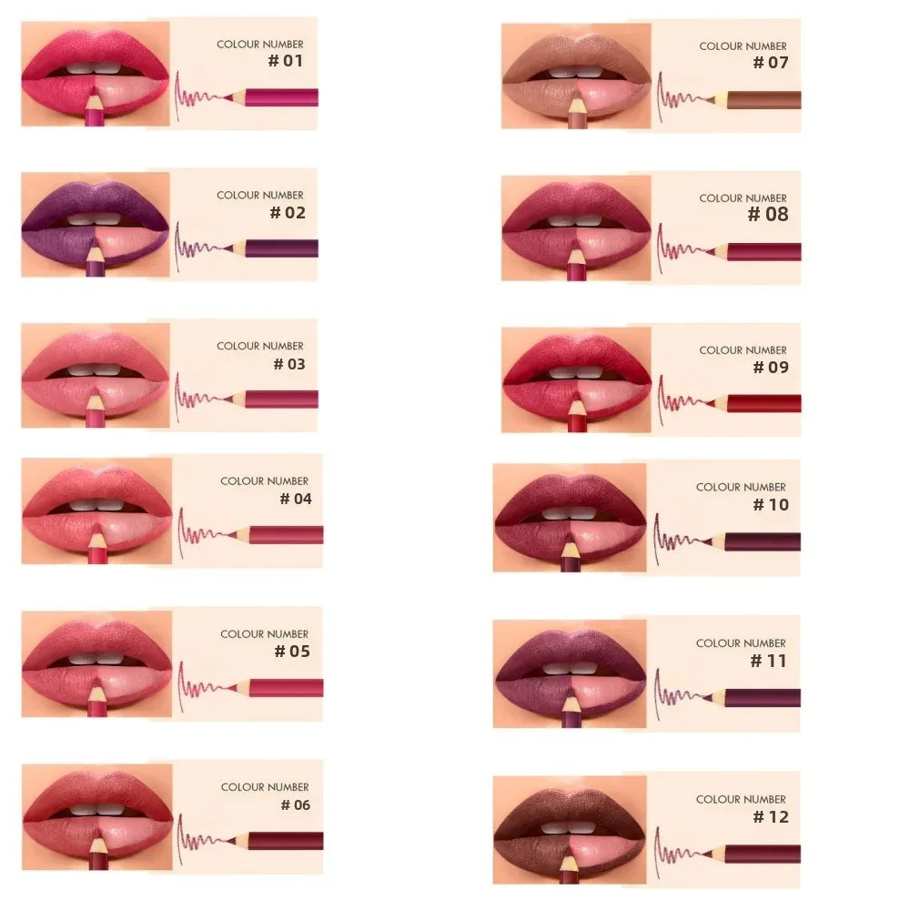 12pcs Velvet Matte Lip Liner Set Waterproof Long Lasting Lipliner Sets Lip Outline Nude Lipstick Pencil