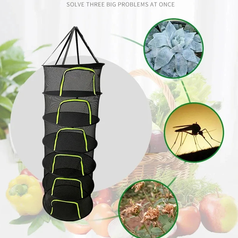 Folding Dry Rack Herb Vegetable Dryer 2-8Layers Drying Net for Fish Herbs Hanging Basket with Mesh Flowers Buds Plants Organizer