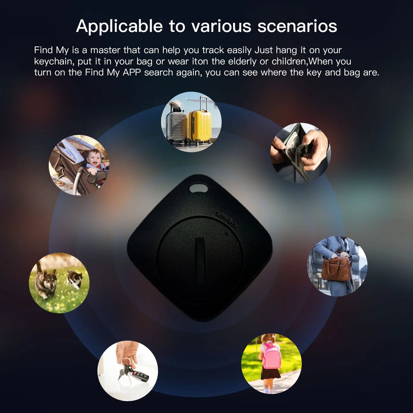 Smart Bluetooth GPS Tracker Work with Apple Find My APP ITag Anti Lost Reminder Device MFI Rated Locator Car Key Pet Kids Finder
