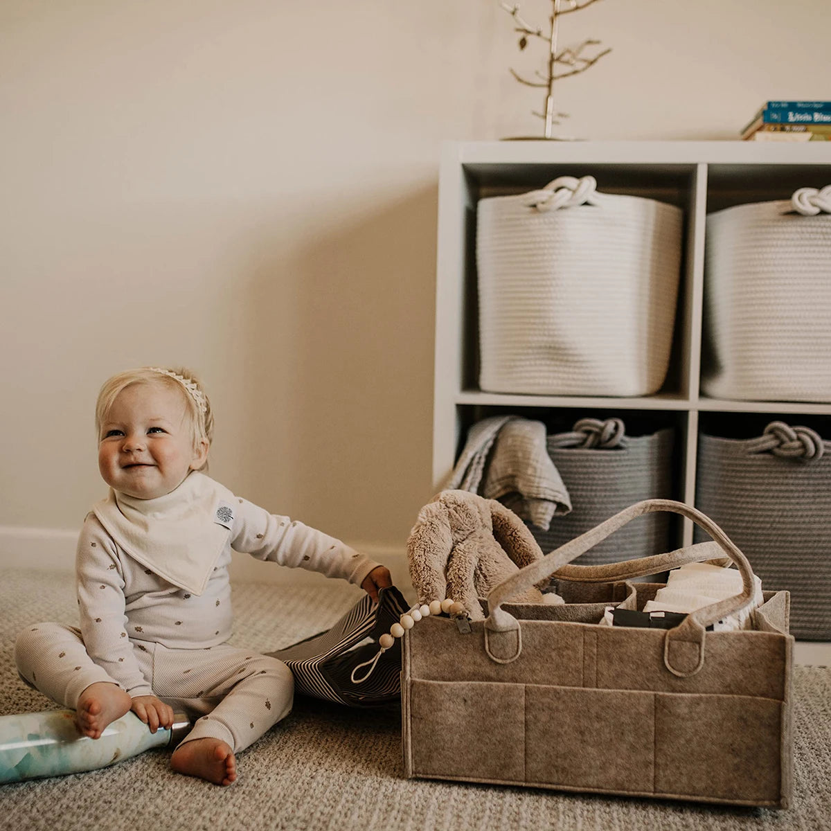 Baby Diaper Bag Organizer,Nursery Storage Bin and Car Organizer for Diapers and Baby Wipes,Portable Storage Box,Essentials