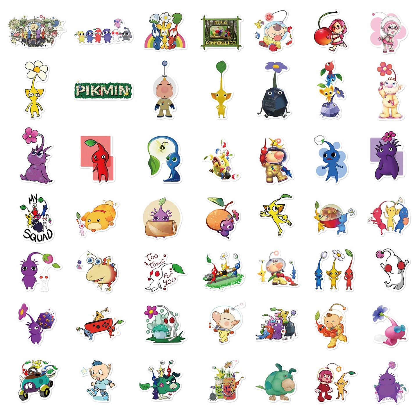 50pcs Cute Cartoon Pikmin Game Stickers for Kids Toys Waterproof Graffiti Laptop Skateboard Car Cool Anime Stickers Decals