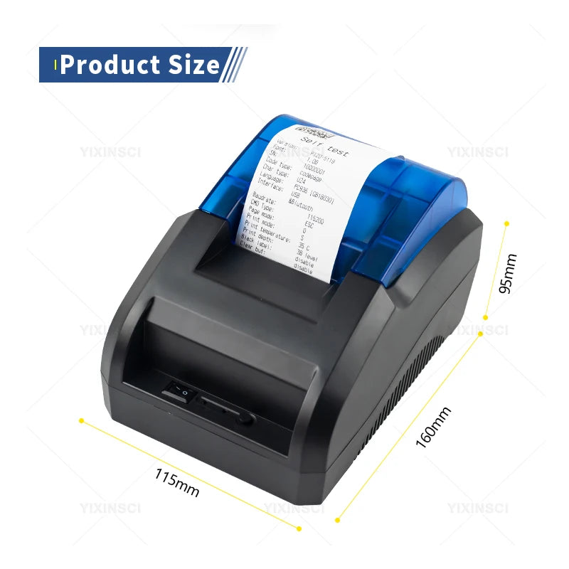 58mm Desktop Portable Bluetooth Wireless Thermal Printer Receipt Bill POS Compatible with Windows/Mac/Android/iOS Systems