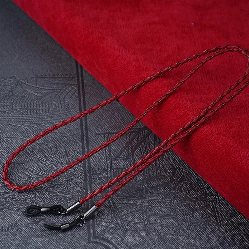 Thick Twist Sunglasses Leather Rope Chain Eyewear Braided Glasses Lanyard Strap Outdoor Sports Non-slip Eyeglass Accessories
