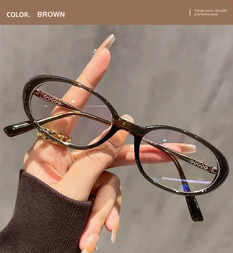 Fashionable Thick Edge Oval Small Frame Anti-blue Light Reading Glasses For Women Senior Middle-aged And Elderly Glasses