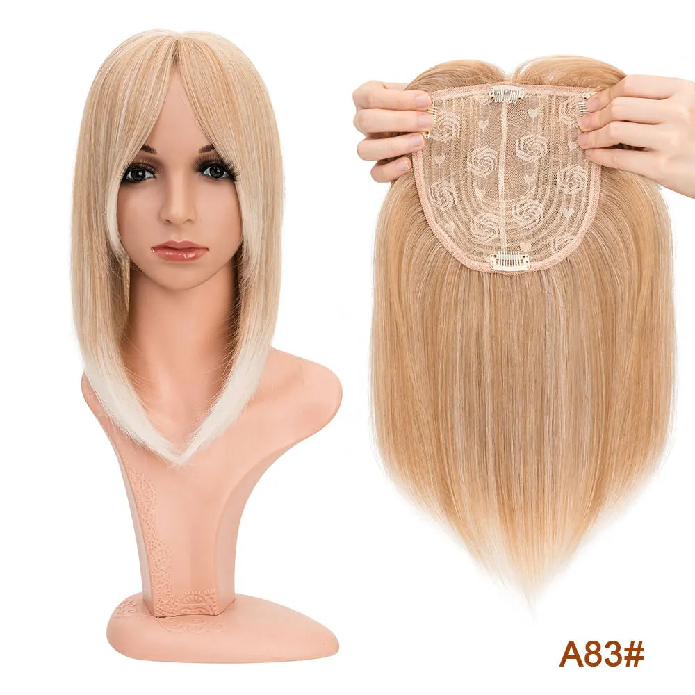 Benehair 14'' 18'' Hair Toppers with Bangs for Women Synthetic 6x6 Top Hairpieces Wigs Long Striaght Clip in Hair Extension