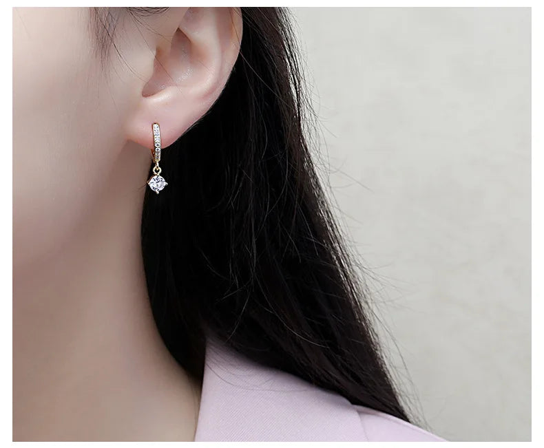 Zircon Polygon Earrings for Women Gold Plated Stainless Steel Hoop Earrings New Design Luxury Wedding 2024 Trending Jewelry Gift