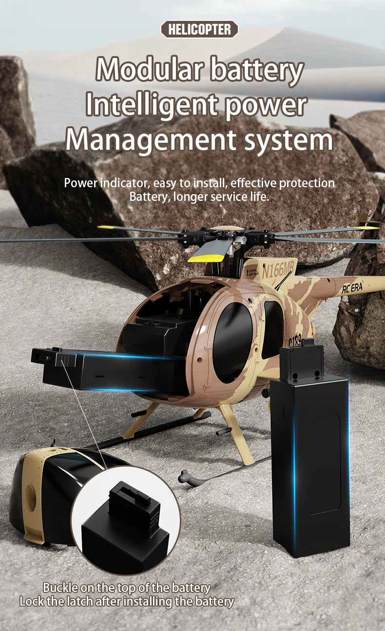 1:28 C189 RC Helicopter MD500 Brushless Dual-motor Remote Control Model 6-Axis Gyro Aircraft Toy One-click Takeoff/landing