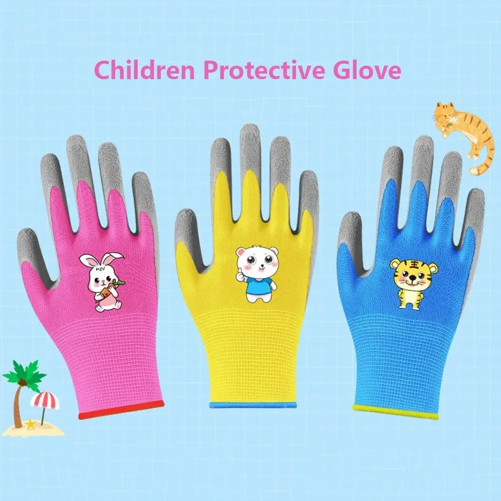 Kids Durable Waterproof Garden Work Gloves Non-Slip Children Safety Yard Work Gloves Portable Garden Supplies Gardening Gloves