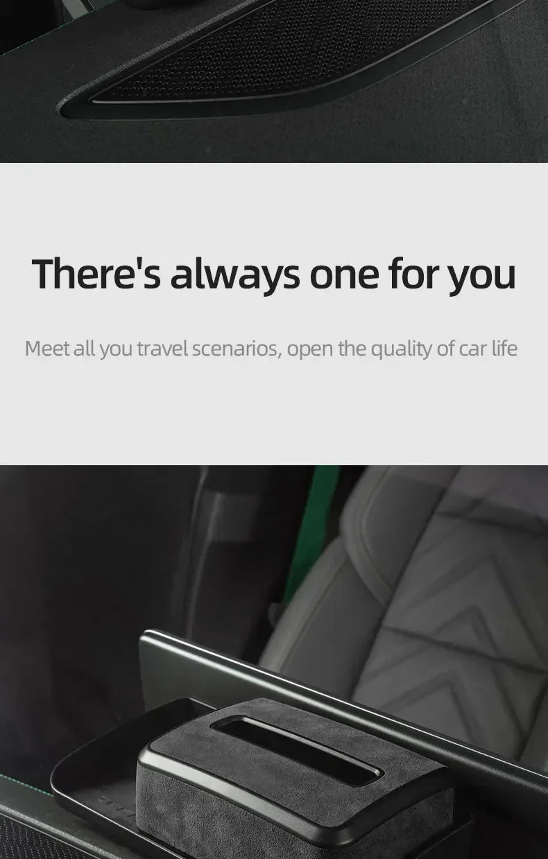 Alcantara Car Machine Storage Box For ZEEKR 001 2021 2023 2022 Navigation Rear Hidden Tissue Organizer Interior Stowing Tidying