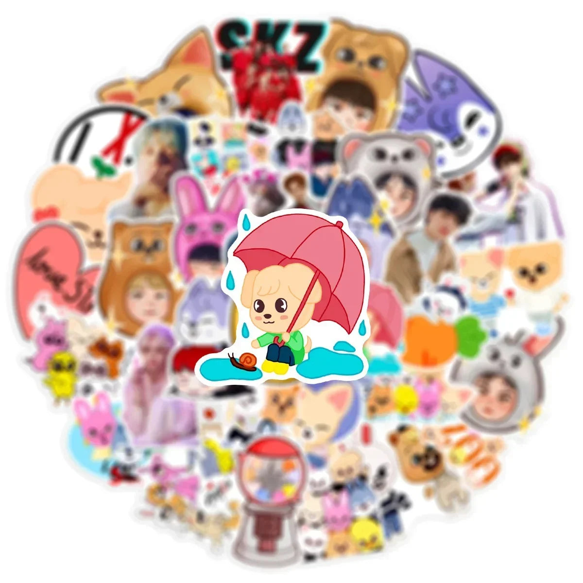 50Pcs Cute Skz Stickers Cartoon Kpop Skzoo DIY Stickers Scrapbooking Phone Luggage Skateboard Waterproof Decals