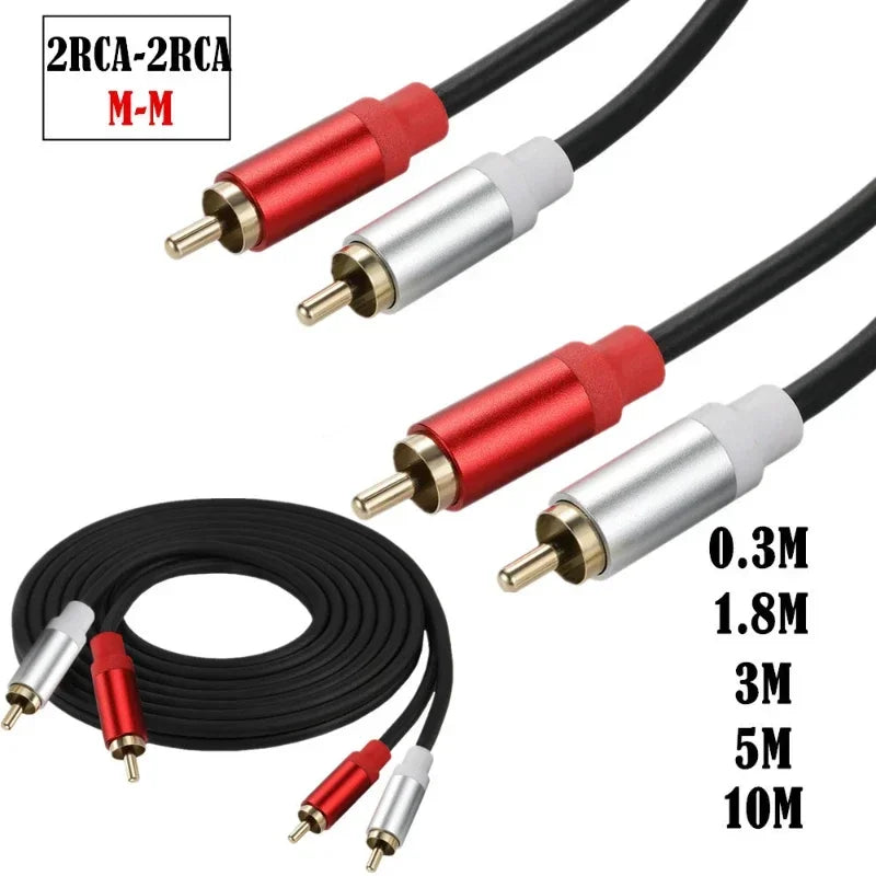 Metal shell Gold Plated Double RCA Male to 2 Two RCA Female Audio Video Cable Line twin RCA Male Video Audio Cord Wire Line