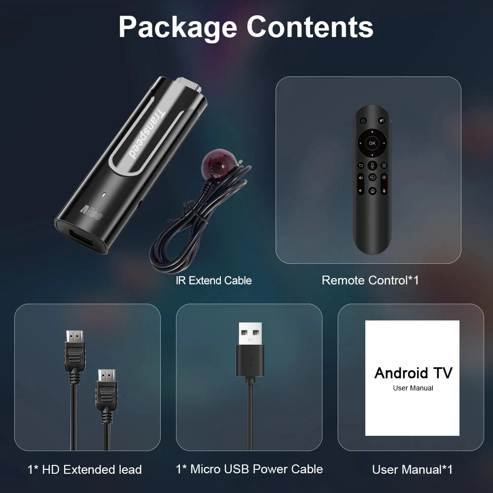 Transpeed Amlogic S905Y4 ATV Android11 TV Stick With TV Apps Dual Wifi QuadCore 4K 3D BT5.0 With Voice Assistant 2GB DDR4 player