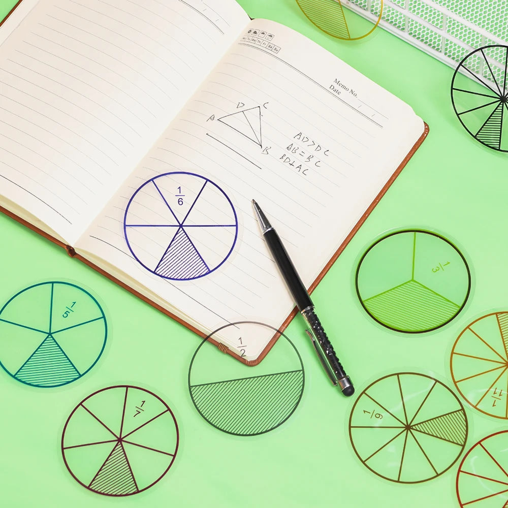 12Pcs Plastic Score Question Demonstrator Round Shaped Addition And Subtraction Instrument Student Fraction Teaching Education T