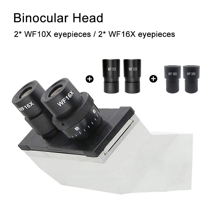 Metal Biological Microscope Head w/ WF10X WF16X Eyepiece Trinocular Microscope Head for Biological Microscope