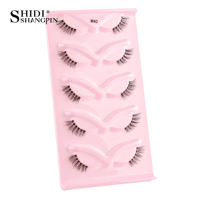 3/5 Pairs Cat Eye False Lashes Natural Short Fluffy Eyelashes Wispy Half False Eyelashes Eye End Extension Faux Mink Makeup