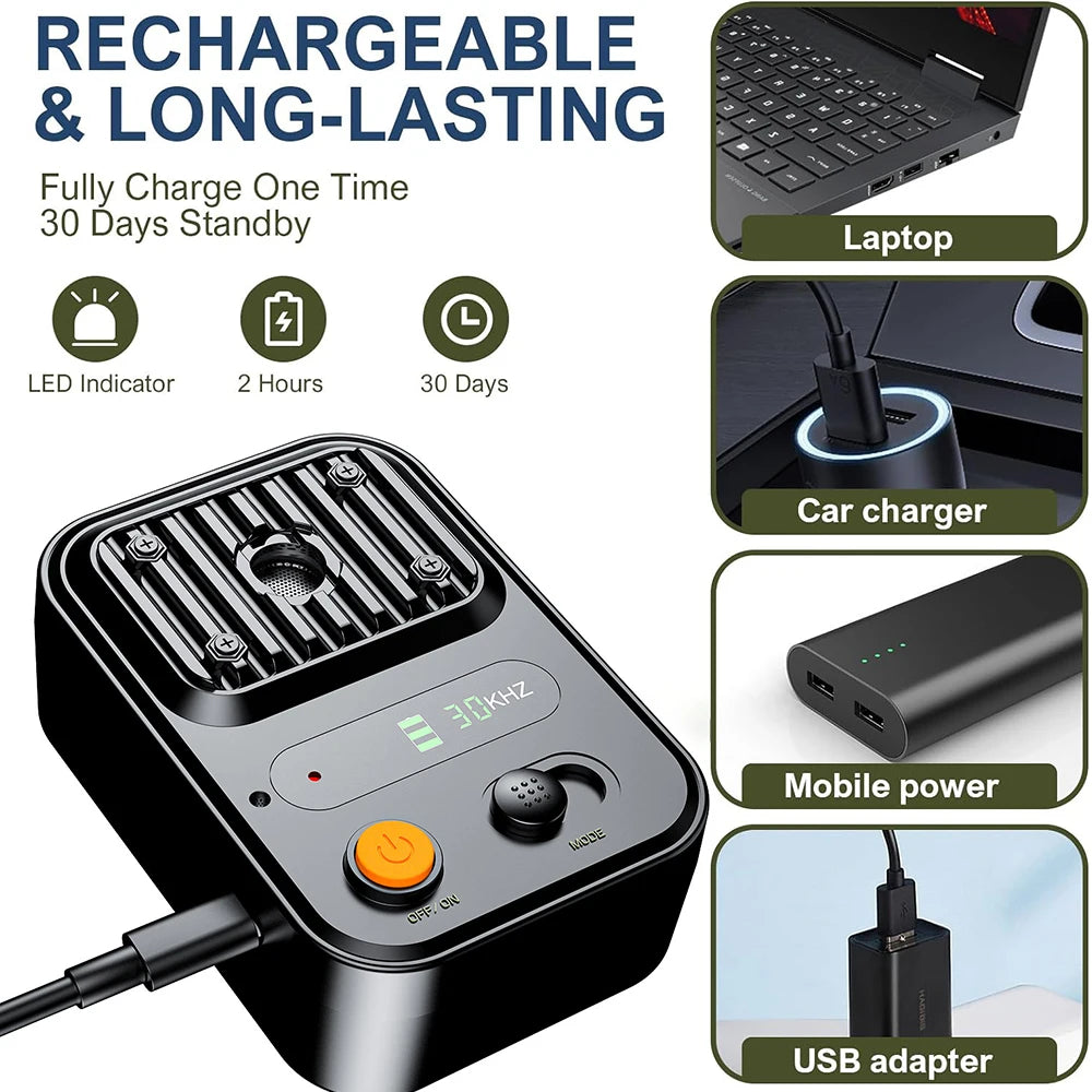 Ultrasonic Dog Repeller Bark Deterrent Devices Rechargeable Portable Three Modes Anti-Noise Anti-Barking Pet Barking Silencer