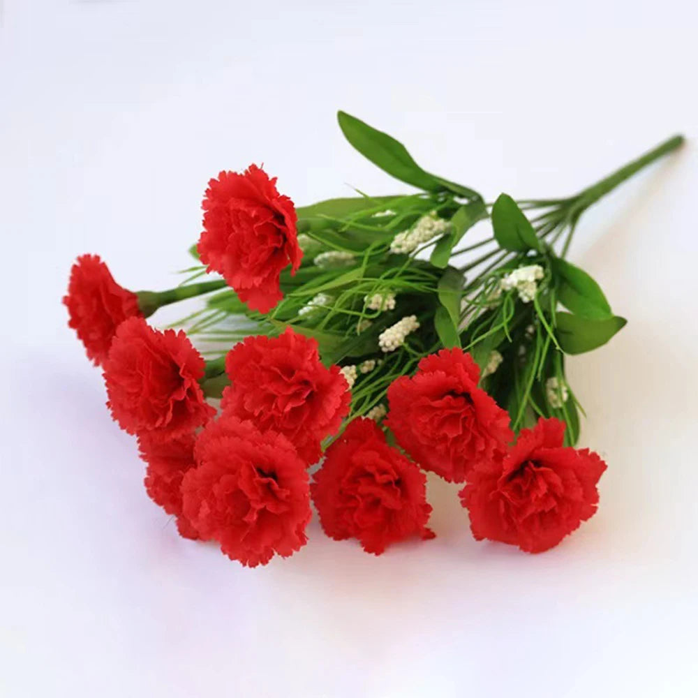 1 Bouquet Carnation Silk Artificial Flowers Fake Plants Party Garden  Wedding Decor Mother's Day Gift Home Room Decoration
