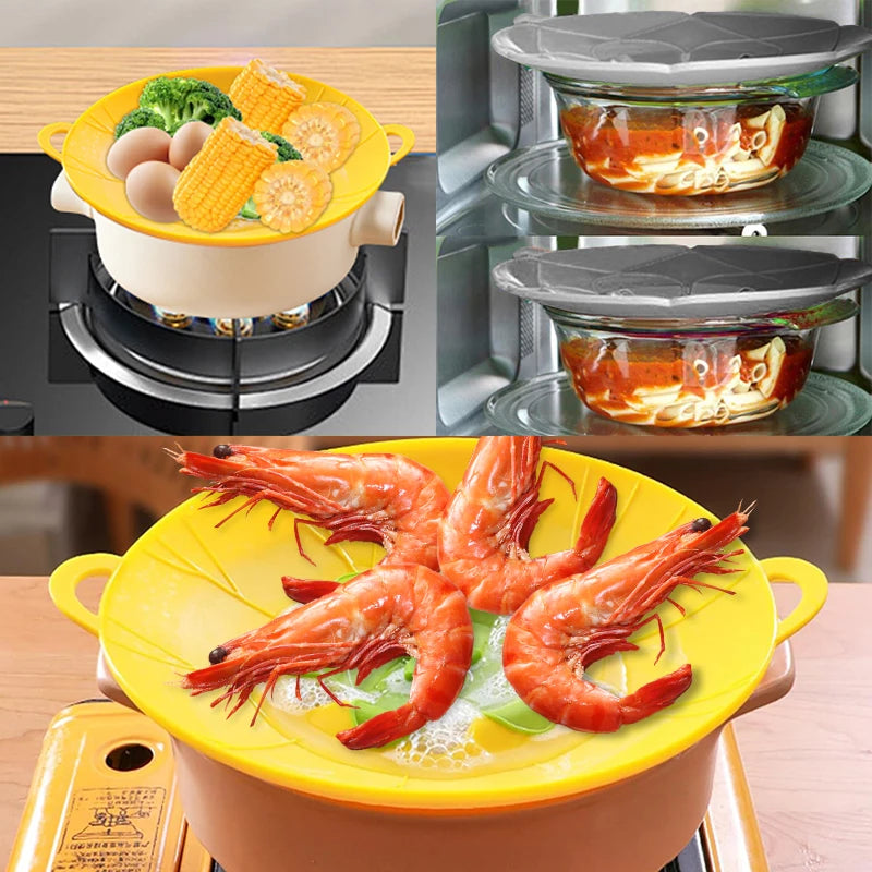 Silicone Boil Over Spill Safeguard Food Grade kitchen Stopper Lid Cover for pot and pan silicone Pot Cover Spill Stopper Lid
