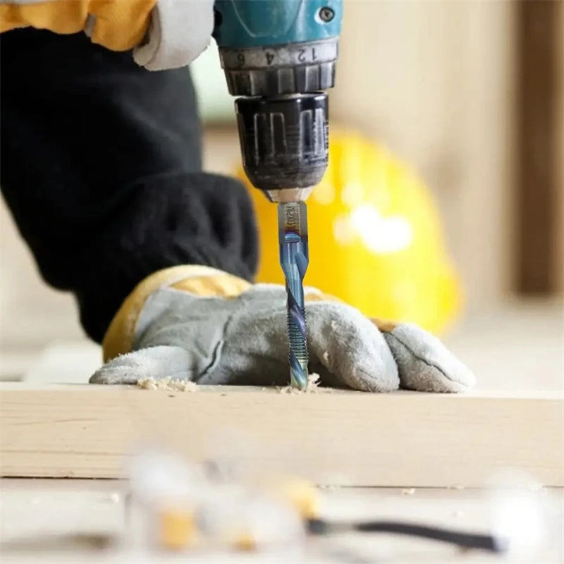 6pcs Tap Titanium Plated Hex Shank Drill Bits HSS Screw Thread Metric Taping Screw Machine Compound Tool M3-M10 Hand Tools