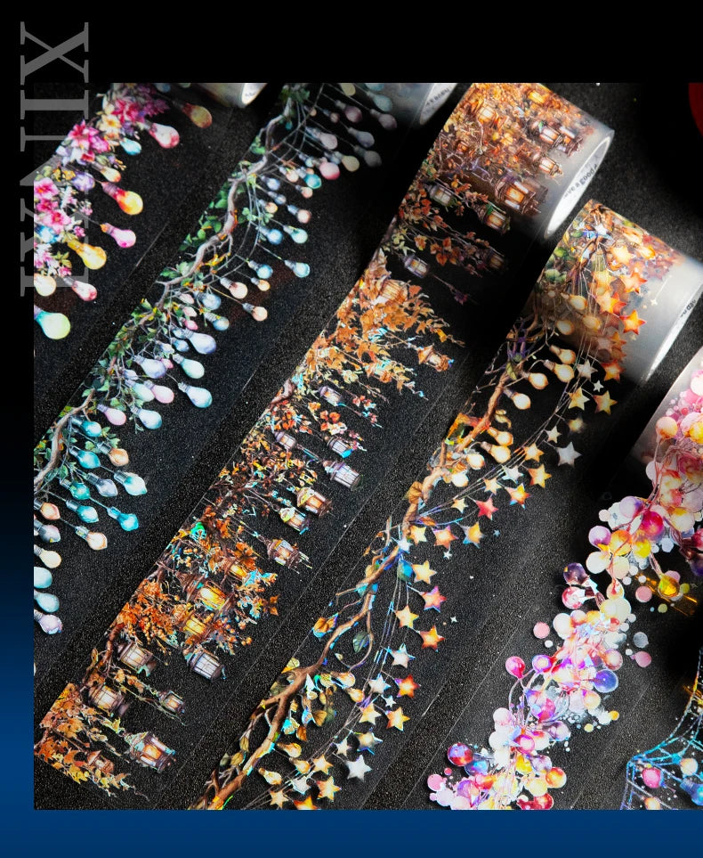 TIAN ZI 200 cm/ Roll lamplight PET Tape Cute Literary INS Style Journal Handbook Tapes Creative DIY Dairy Collage Stationery