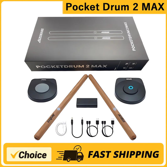 2024 New Pocket Drum 2 MAX Somatosensory Digital Electronic Air Drum Stick Set Drumsticks & Foot Pedals & Bluetooth Adapter