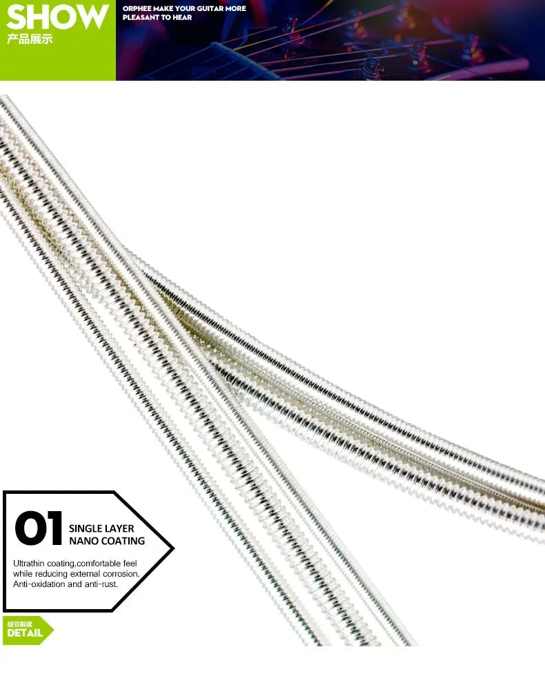 10/50 Set Orphee Classical Guitar Strings Silver Plated Wire Nylon Strings NX Series 6pcs/Set Beginners for Classic Guitar Part