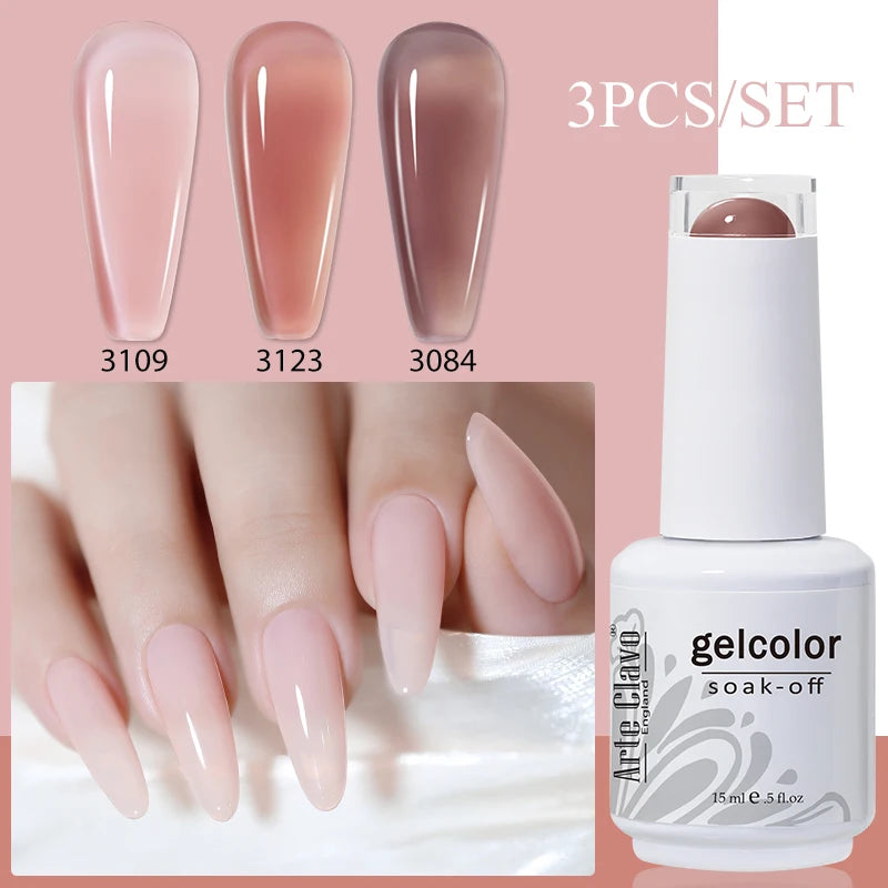 3PCS/Set Arte Clavo Gel Nail Polish Kit 15ml Nail Art UV LED Gel Set For Manicure Long Lasting Gel Polish Set Soak off Varnishes