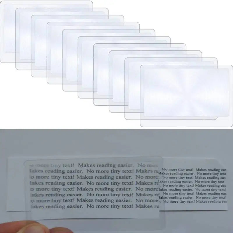 10pcs Pocket Fresnel Lens 3X Wallet Magnifier Lenses Brand Credit Card Magnifying Glass for Seniors Elders Reading Fire Starter