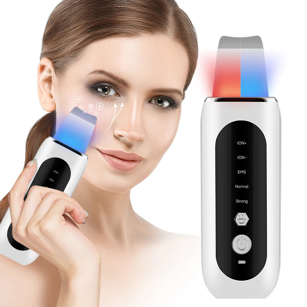 Ultrasonic Face Skin Scrubber Vibration Nose Deep Cleaning Machine   Facial Spatula Blackhead Remover Peeling Shovel Pore Clean