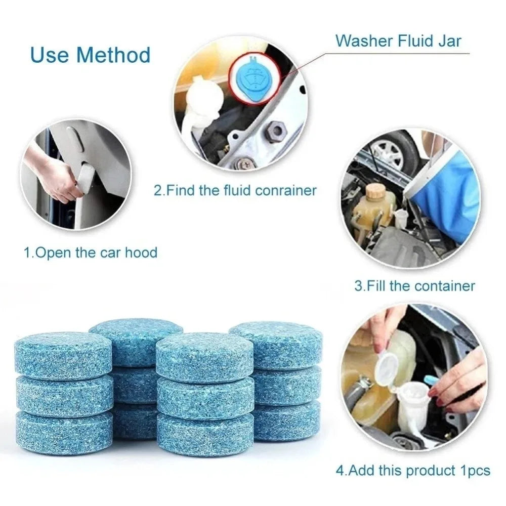 Car Windshield Glass Concentrated Washer Tablets Car Effervescent Washer Fluid Wiper Glass Solid Cleaning Tablets for Car Window