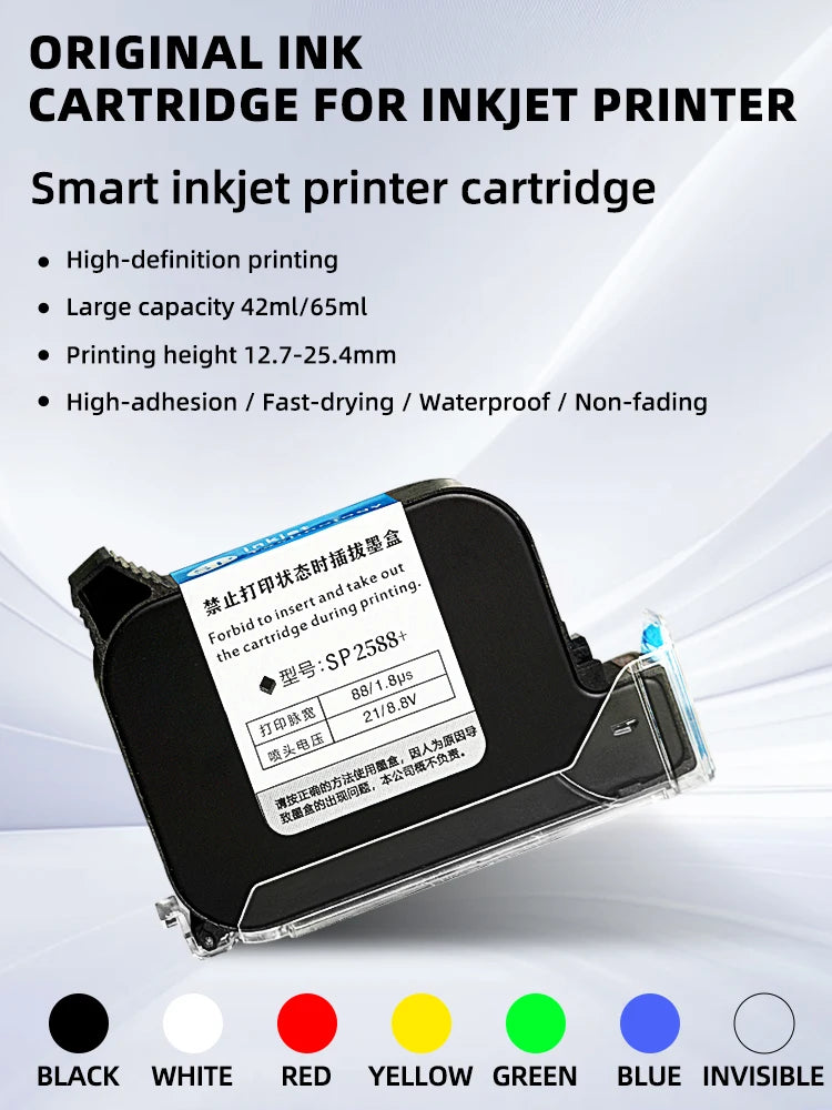 Cartridge 12.7mm 25.4mm TIJ Online Handheld Mini Inkjet Printer Fast Drying Water-proof Solvent Ink Original
