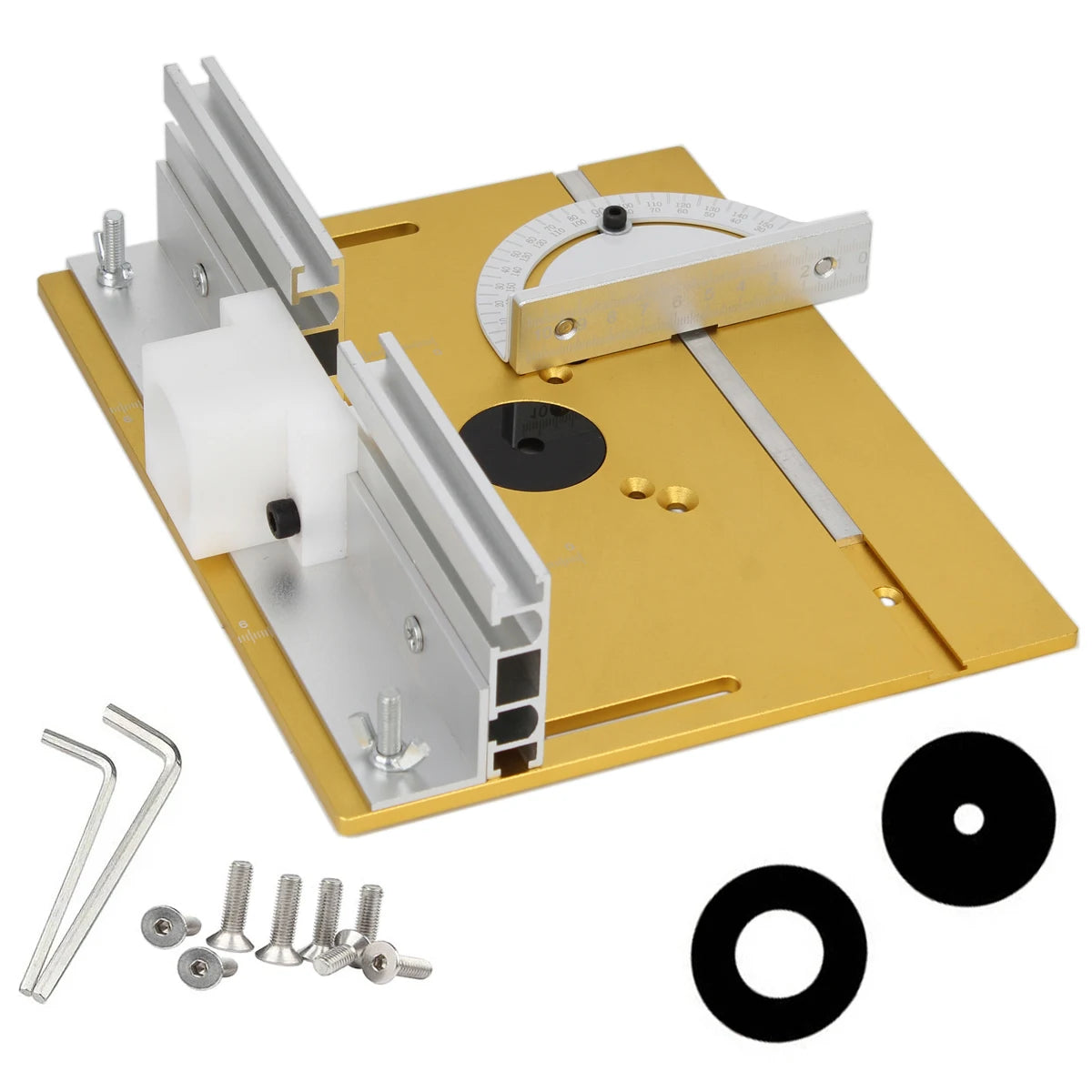 Gold Aluminum Router Table Insert Plate With Lift Base For Woodworking Benches Table Saw 65mm Motors Trimmer Engraving Machine