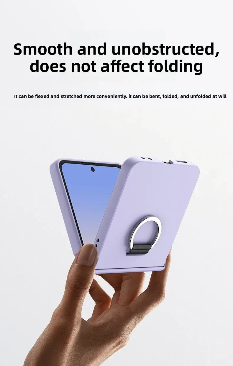 Ring Folding Phone Case for Samsung Galaxy  Z Flip  7 6 5 4 3 ZFlip7 FE All Inclusive Hinge ProtectiveShockproof Cover