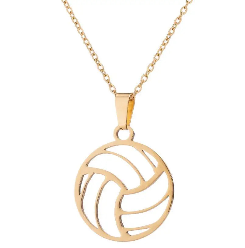 Stainless Steel Necklaces Beach Volleyball Hollow Ball Pendant Chain Collar Fashion Necklace for Women Men Jewelry Party Gifts