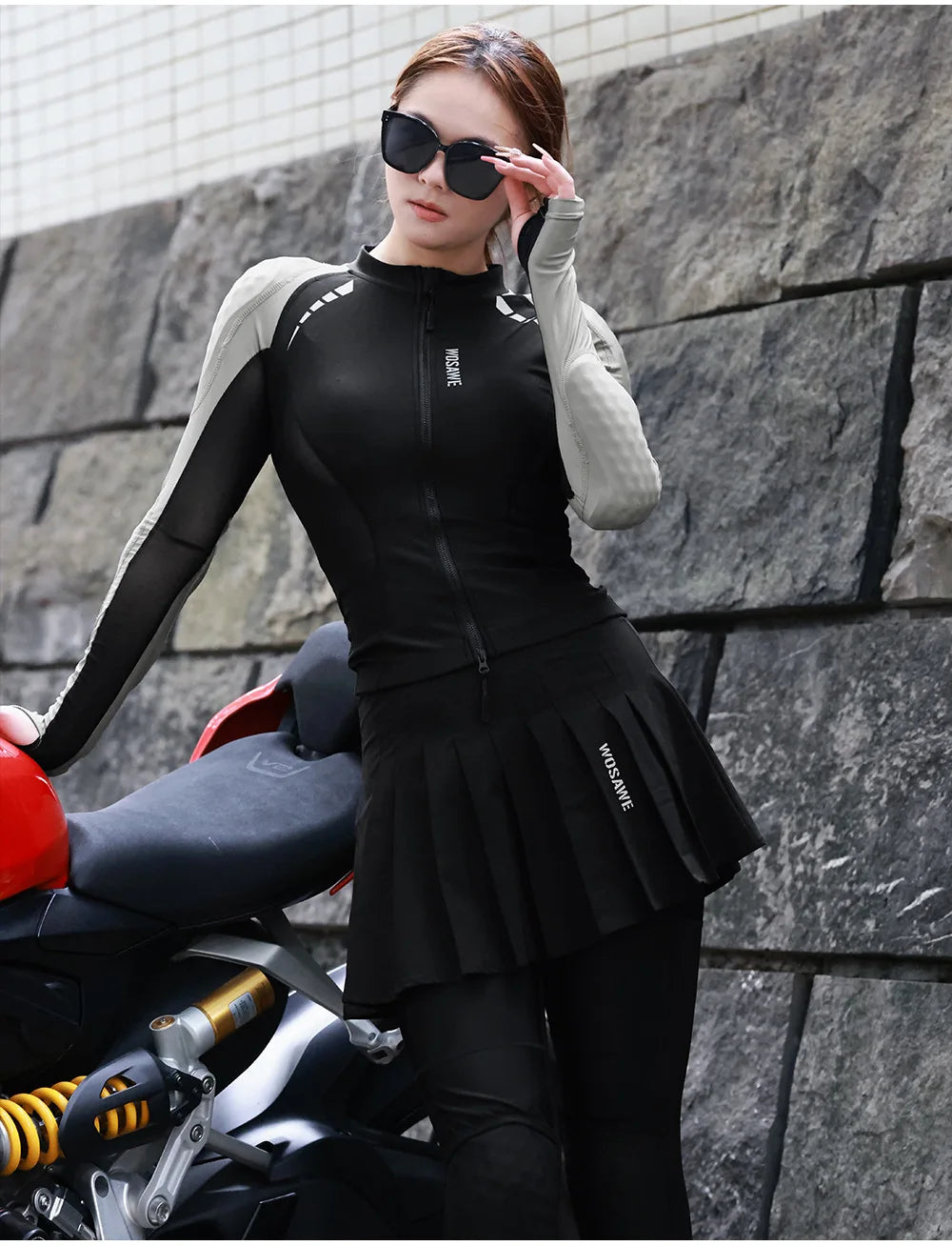 Knight suit women's spring/summer cycling wear Breathable motorcycle protection soft protective jacket top culottes