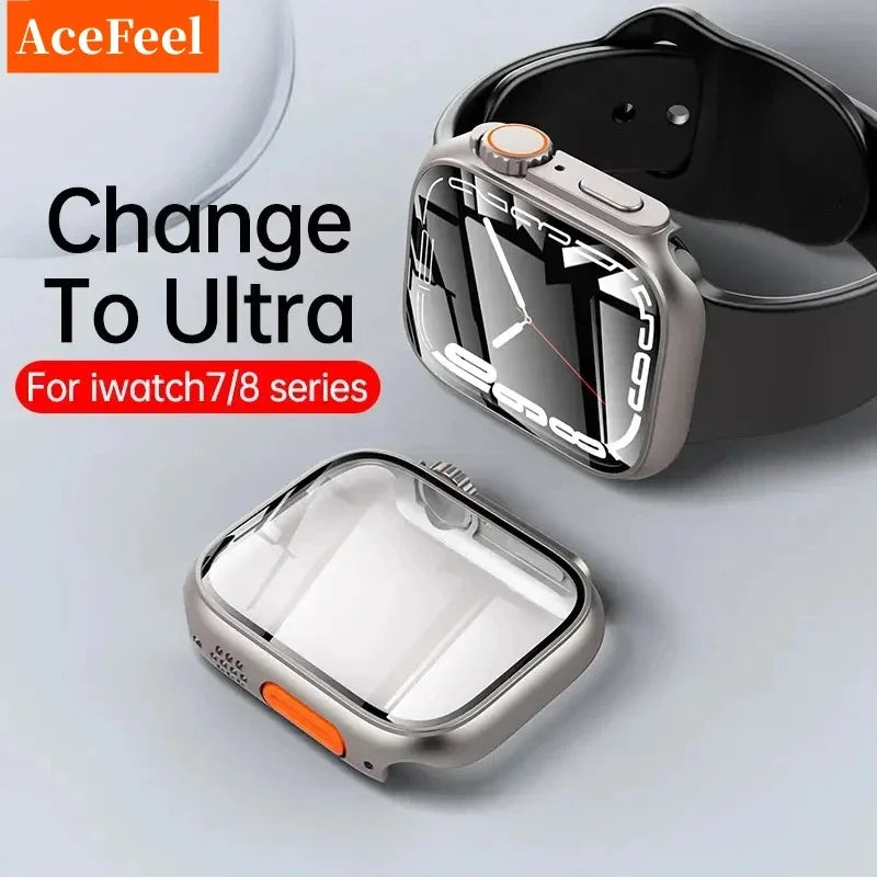 Glass+Case for Apple Watch 46mm 44mm 45mm 41mm 40mm 38mm 42mm Screen Protector Change Ultra Bumper iWatch Series 10 9 8 7 SE 6 5