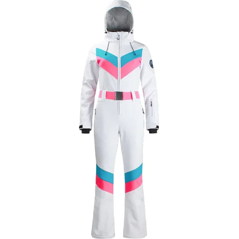 2025 Winter Overalls Women Slim Fitting Ski Suit Outdoor One-Piece Jumpsuits Wind Proof Waterproof Skiing Set Snowfield Clothing