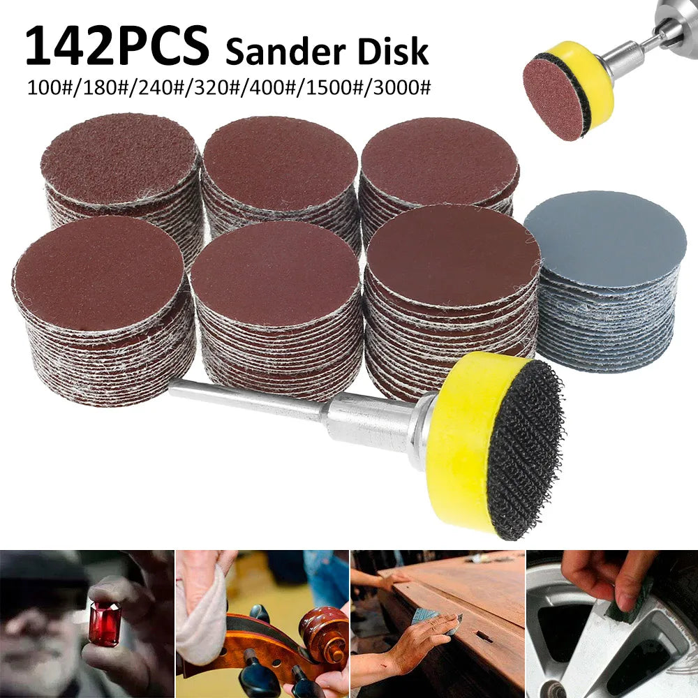 142pcs 1Inch Sanding Discs Pads Set 100-3000 Grit Abrasive Polishing Pad Kit For Rotary Tool Sandpapers Accessories Dropshipping