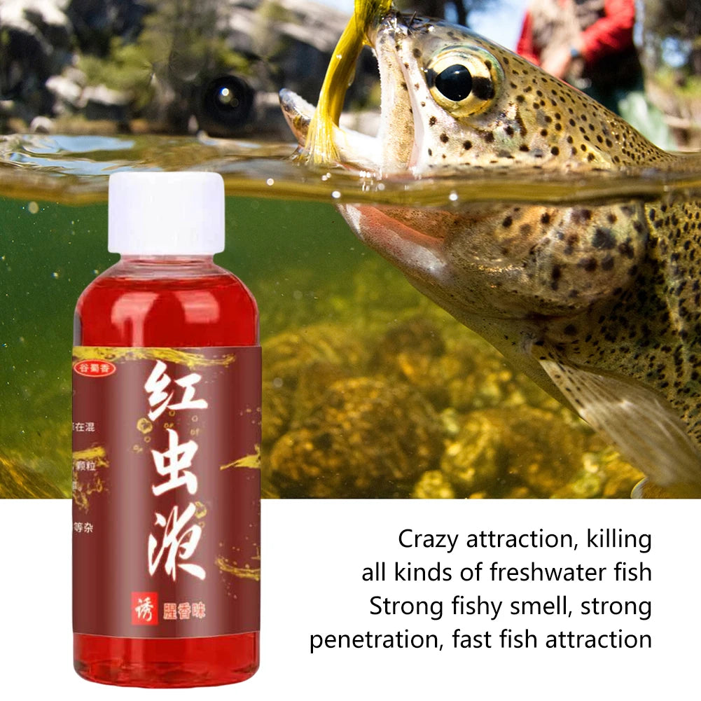 Concentrated Fish Bait Additive Multipurpose Strong Fish Attractant Promote Appetite Red Worm Additive for Trout Cod Carp Bass