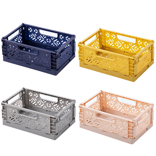 Crate Collapsible Storage Box Plastic Folding Basket Home Office Storage Supplies Cosmetic Container Box Desktop Organizer Boxes