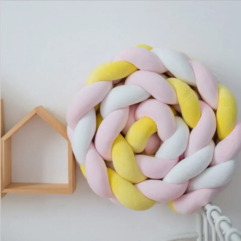 200CM Three-strand Bed Fence Anti-collision Rail Hand-woven Newborn Crib Safety Cushion